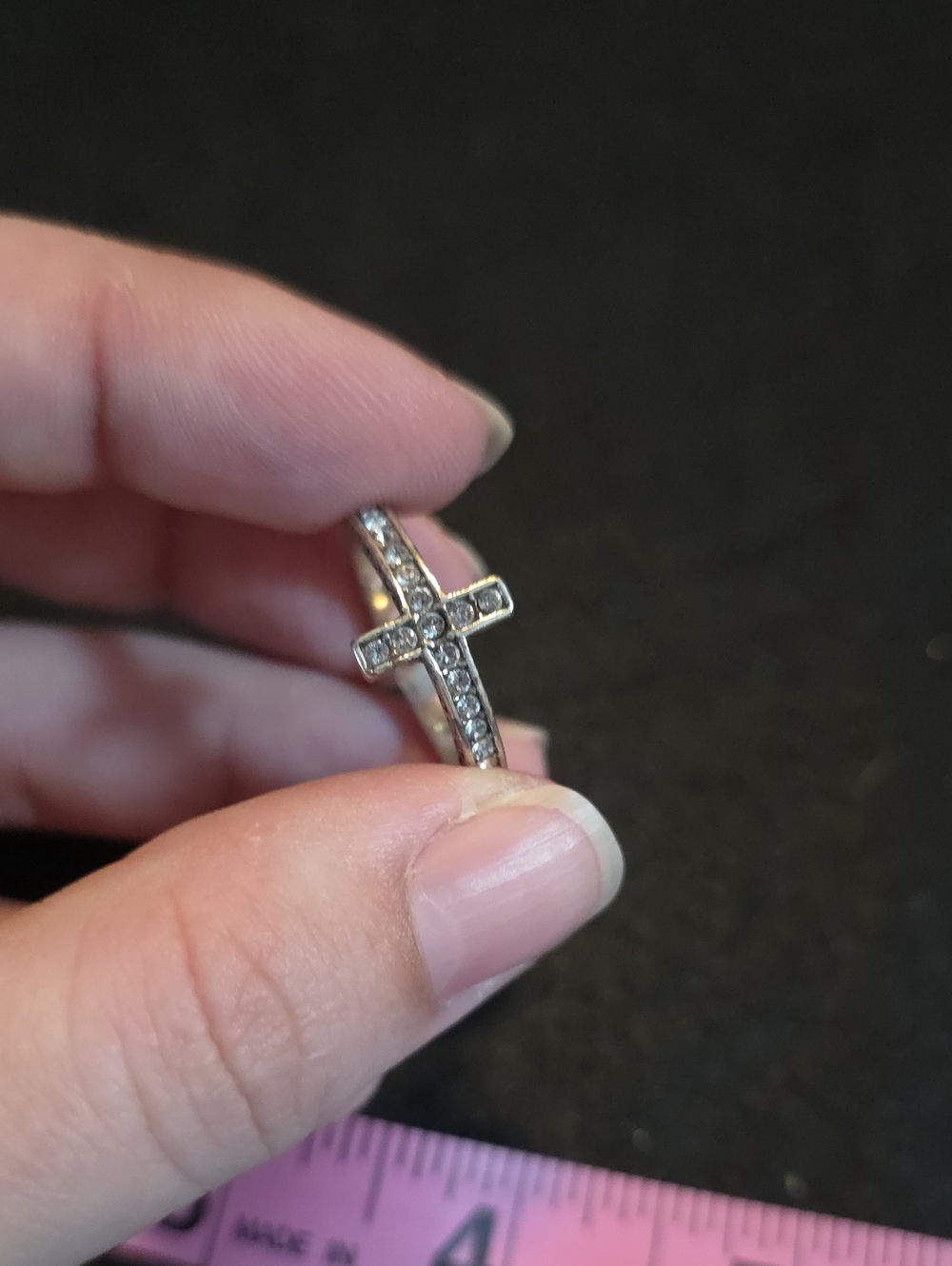 Silver Cross Ring with Pavé Crystals - Brighton